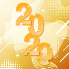 Happy New Year 2020 Year of the rat graphic banner vector illustration yellow tone cheese concept