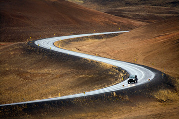 4x4 vehicle on a road in northern Iceland