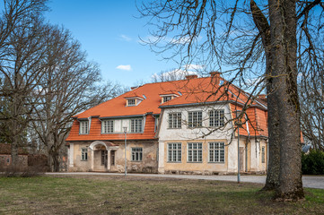 Fototapeta na wymiar View of Old Manor House in spring. Olustvere manor. Estonia.