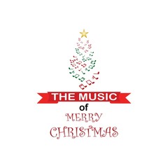 Fototapeta na wymiar Music of merry Christmas logo. greeting card vector illustration, isolated on white background.