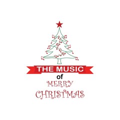 Obraz na płótnie Canvas Music of merry Christmas logo. greeting card vector illustration, isolated on white background.