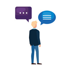 Communication bubbles and man design, Message discussion conversation talk and technology Vector illustration