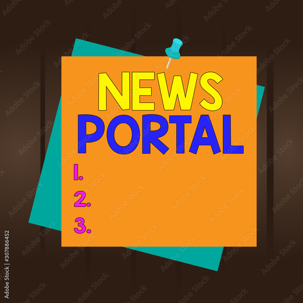 Poster writing note showing news portal. business concept for designed website that brings information from