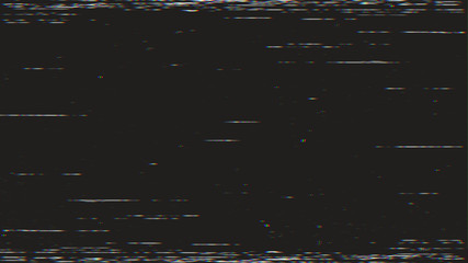 Horizontal distortion of broken video image on black background, VHS effect, glitch digital color pixel noise. Stock abstract pixel background glitch texture. Color digital noise, VHS corrupted signal - obrazy, fototapety, plakaty