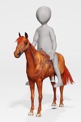 Obraz premium 3D Render of Cartoon Character with Horse