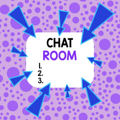 Handwriting text Chat Room. Conceptual photo area on the Internet or computer network where users communicate Asymmetrical uneven shaped format pattern object outline multicolour design