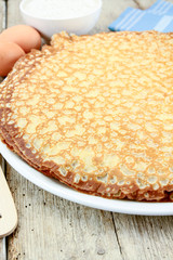 Breton crepes on a wooden table