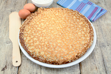 Breton crepes on a wooden table