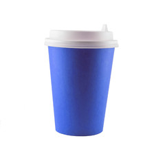 Classic Blue paper coffee Cup with you. Light background.
