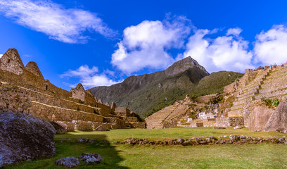 Machu Picchu, Peru - View of Walls and Buildings from the Main Plaza in the Center of Machu Picchu