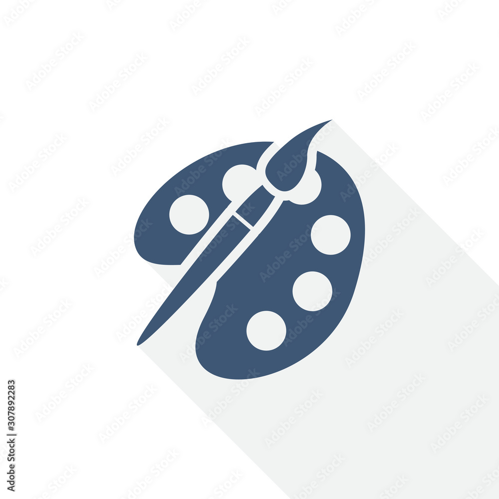 Poster paint brush icon, palette, art concept flat design vector illustration in eps 10 with empty copy spa