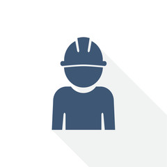 engineer icon, worker, manager, employee concept flat design vector illustration in eps 10 with empty copy space