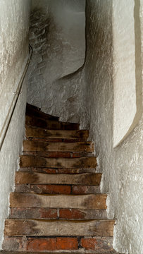 Long and narrow strais in old tower in Germany
