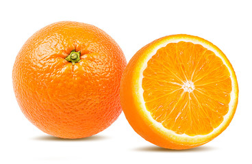 Juicy oranges isolated on white background with clipping path