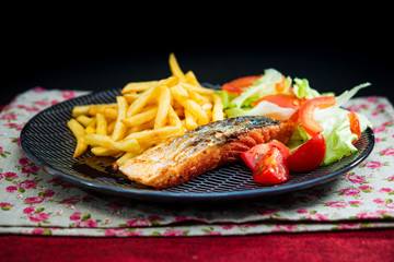 french cuisine grilled salmon and potatoes