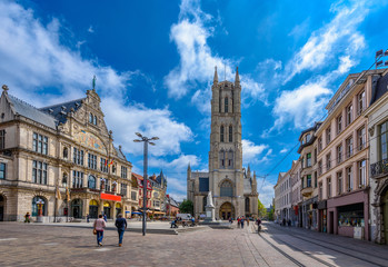 Saint Bavo Cathedral (Sint-Baafs Cathedral) Gothic cathedral in Ghent (Gent), Belgium. It is seat...