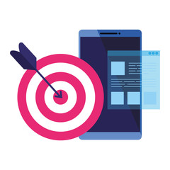 Target and smartphone design, Solution success strategy idea problem innovation and creativity theme Vector illustration