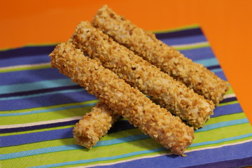sweet tubes on a striped napkin