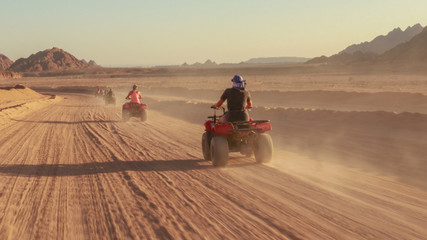 Quad bike ride through the desert near Sharm el Sheikh, Egypt.Adventures of desert off-road on...