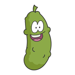 Happy Smiling Dill Pickle Cartoon