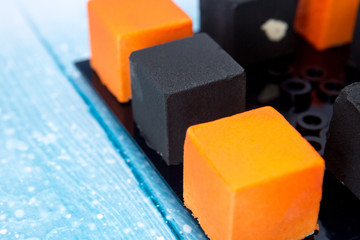 Modern French mousse cake Picture for a menu or directory of confectionery products.