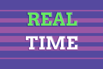 Text sign showing Real Time. Business photo showcasing the actual time during which a processes or events occurs Seamless horizontal lines background drawing lines. Up and down stripes