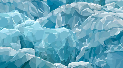Abstract background of blue ice blocks. Vector image