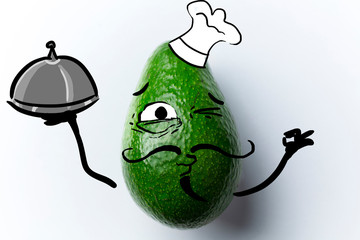 avocado cartoon illustration, cut avocado and cute faces, drawing funny face avocado, avocado...