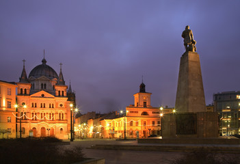 Obraz premium Church of descent of holy spirit on Freedom Square (Plac Wolnosci) in Lodz. Poland
