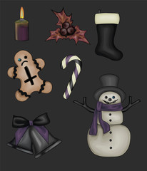 Gothic Christmas Icons - Vector set