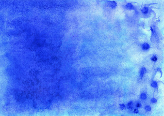 Hand drawn watercolor illustration for trendy modern design. Classic bright saturated blue, rough paper texture.abstract blue background with copy space for your text or image
