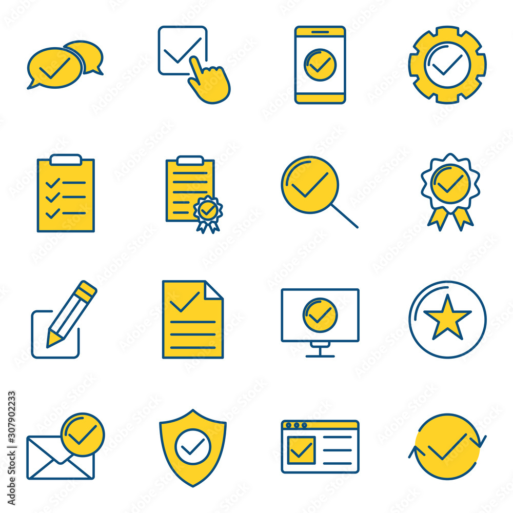 Fototapete approve set icon template color editable. approve pack symbol vector sign isolated on white backgrou