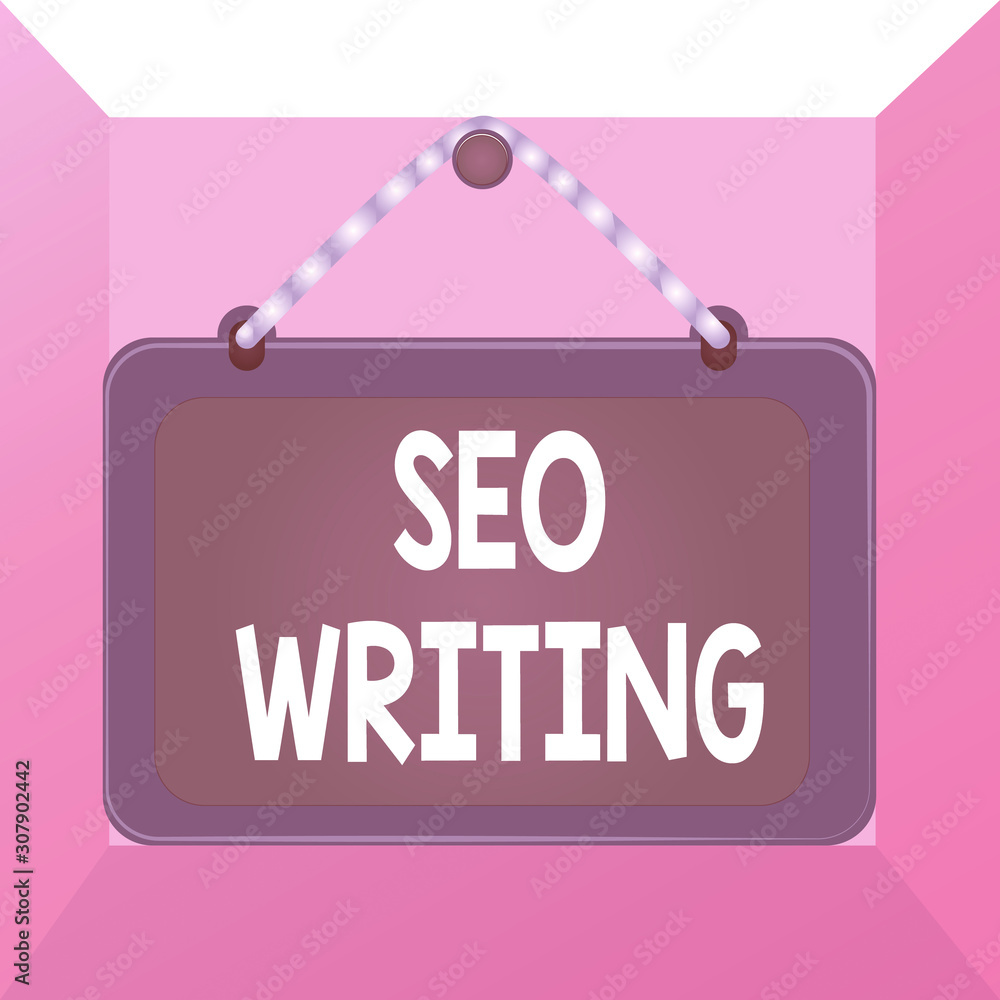 Poster conceptual hand writing showing seo writing. concept meaning grabbing the attention of the search en