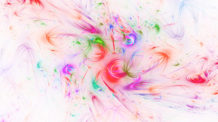 Abstract blue and red glowing shapes. Fantasy light background. Digital fractal art. 3d rendering.