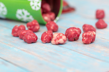 Christmas sweets, a jar full of bright colorful candies and candies