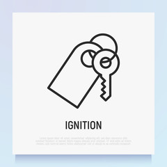 Car ignition thin line icon. Modern vector illustration.