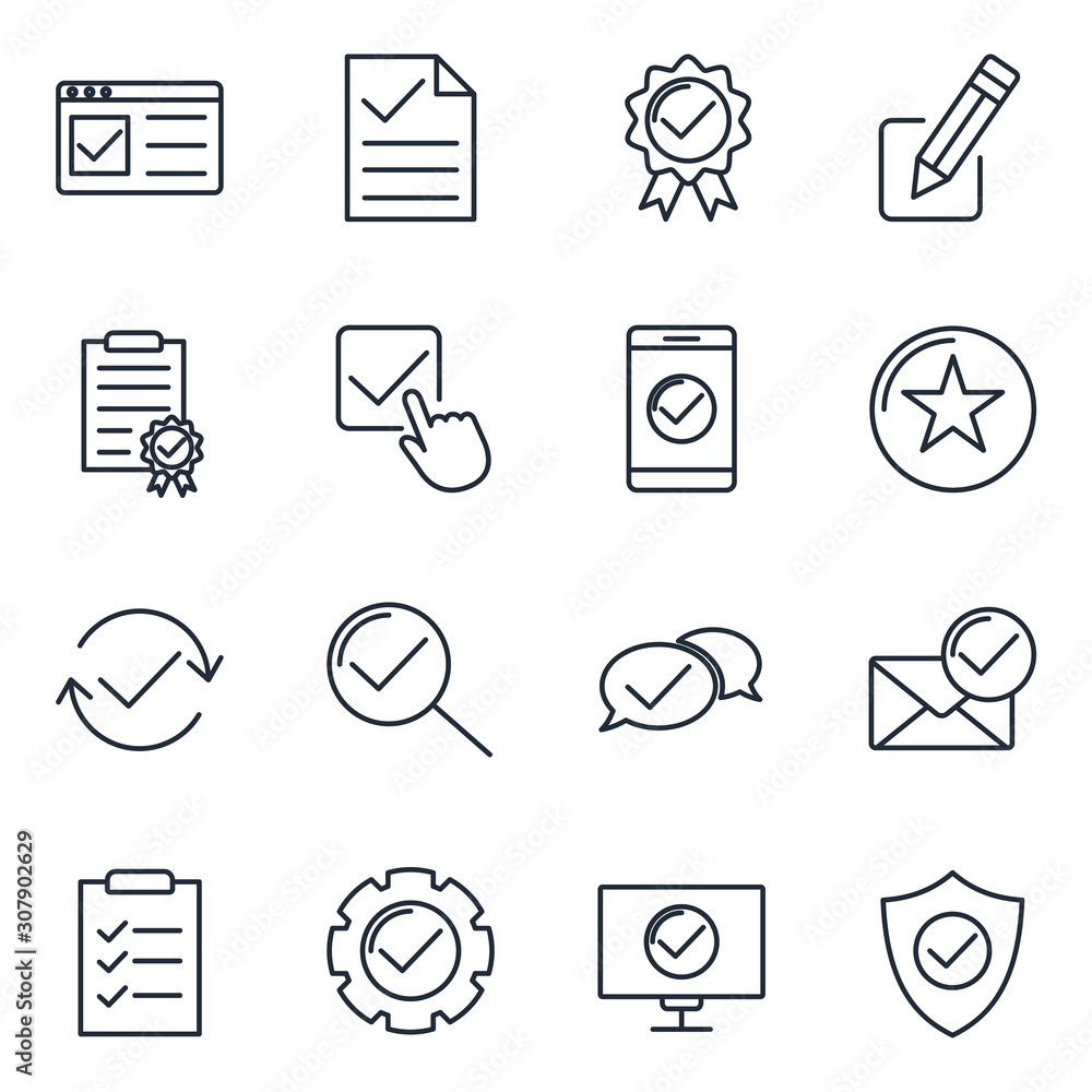 Poster approve set icon template color editable. approve pack symbol vector sign isolated on white backgrou