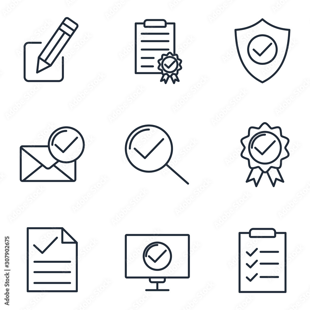 Leinwandbilder Approve set icon template color editable. Approve pack symbol vector sign isolated on white background icons vector illustration for graphic and web design.