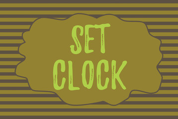 Text sign showing Set Clock. Business photo text put it to the right time or change the clock time to a later time Seamless horizontal lines background drawing lines. Simple wallpaper banner