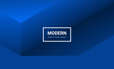 Vector creative template of landing page with 3d render and frame on blue background.