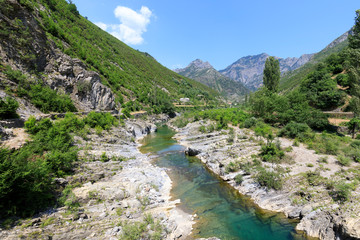 Crystal clear river in the Dinaric Alps of Albania