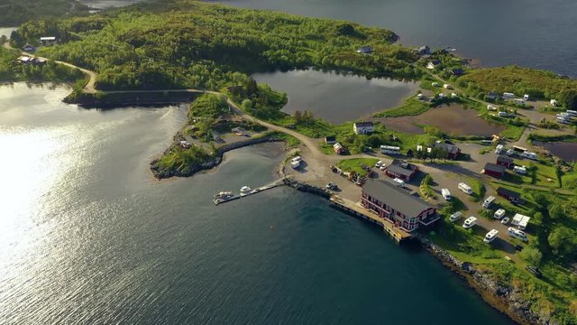 Beautiful Nature Norway Aerial view of the campsite to relax.