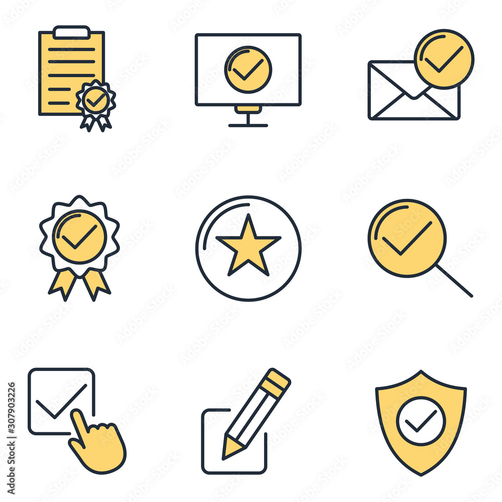 Leinwandbilder approve set icon template color editable. approve pack symbol vector sign isolated on white backgrou