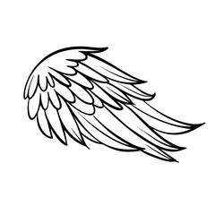 Vector illustration of Bird wing white feathers dove swan angel