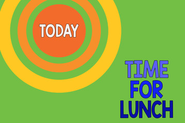 Text sign showing Time For Lunch. Business photo text Moment to have a meal Break from work Relax eat drink rest Dotted tunnel simulating sun shining. Abstract futuristic. Comic Background