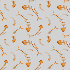 skeletons of fish on gray