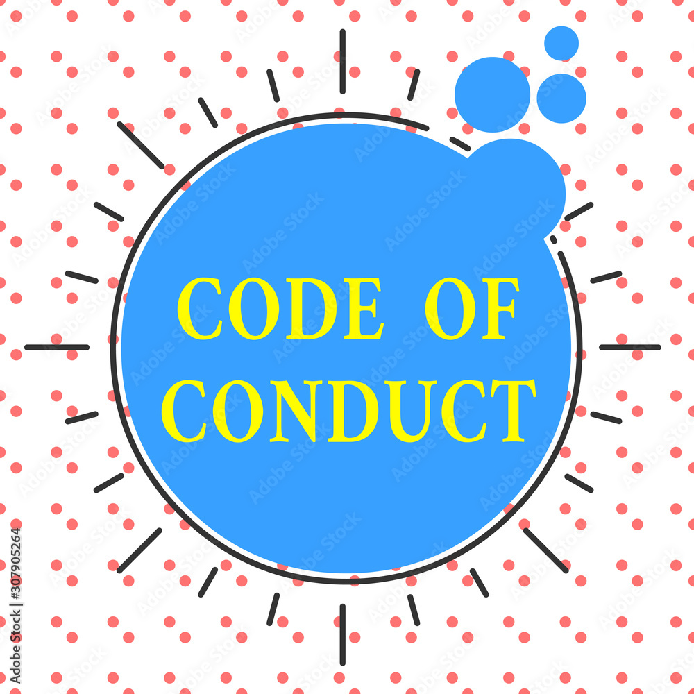 Poster word writing text code of conduct. business photo showcasing ethics rules moral codes ethical princi
