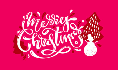 We wish you a Merry Christmas - cute hand drawn lettering postcard