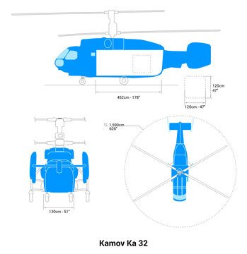 Kamov Ka 32 helicopter scheme. Cargo Aircraft Guide.