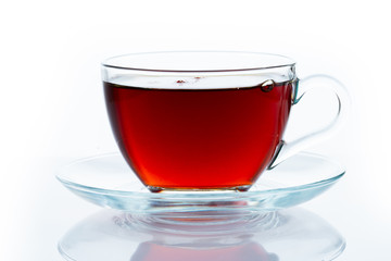 Cup of tea on white background